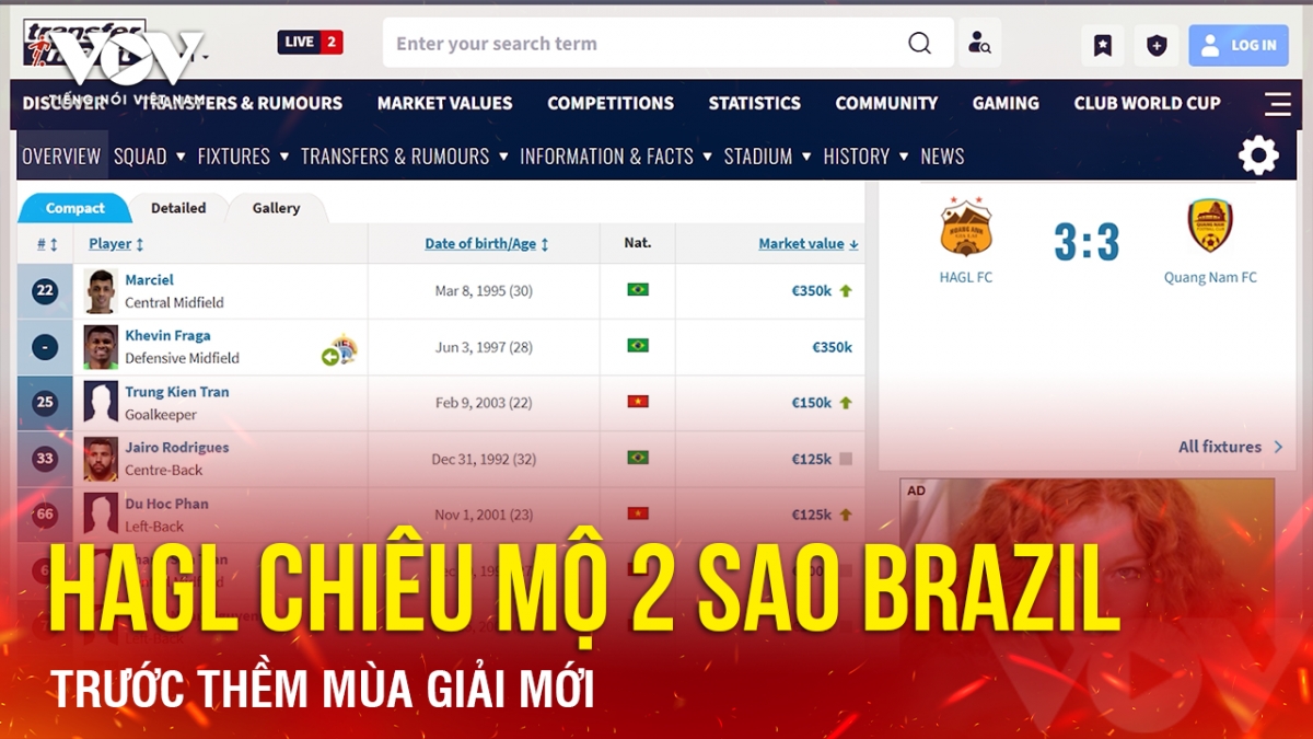 Tin bóng đá 6-7: HAGL chiêu mộ 2 sao Brazil chất lượng trước thềm mùa giải mới